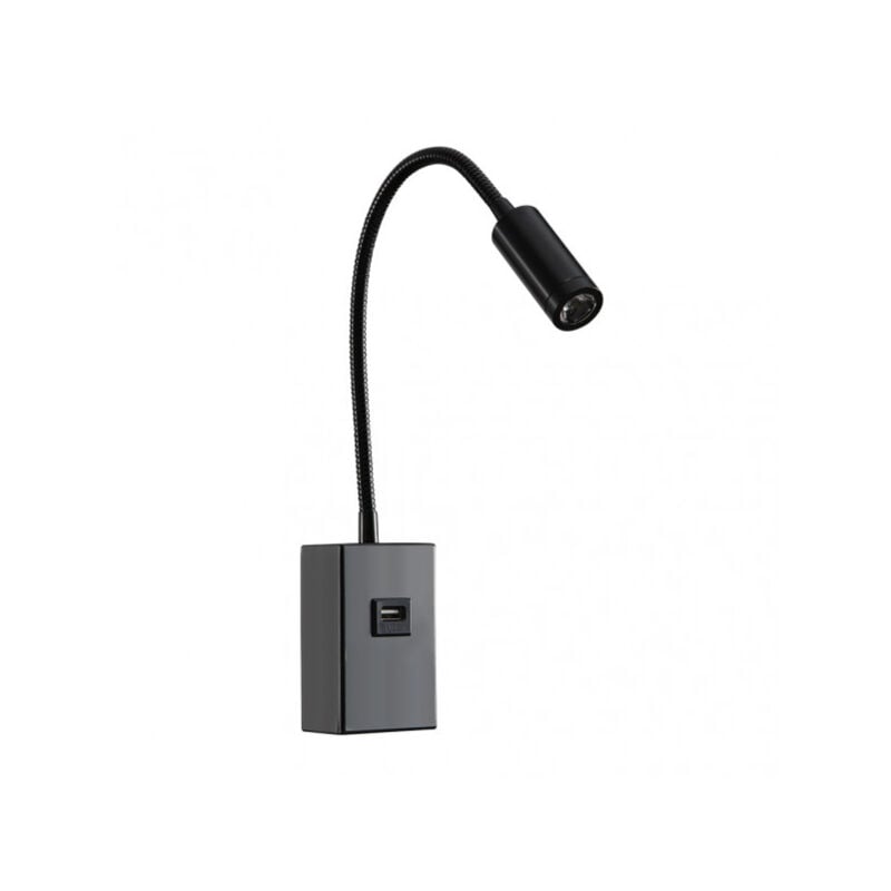 foto del prodotto applique 3w 4000k capote nero usb e interruttore. 43x6x4 cm 285lm articolab. e orientab.
