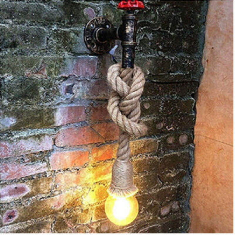foto del prodotto applique a forma di rubinetto lampada parete portalampada canapa e27 vintage e29 trade shop traesio