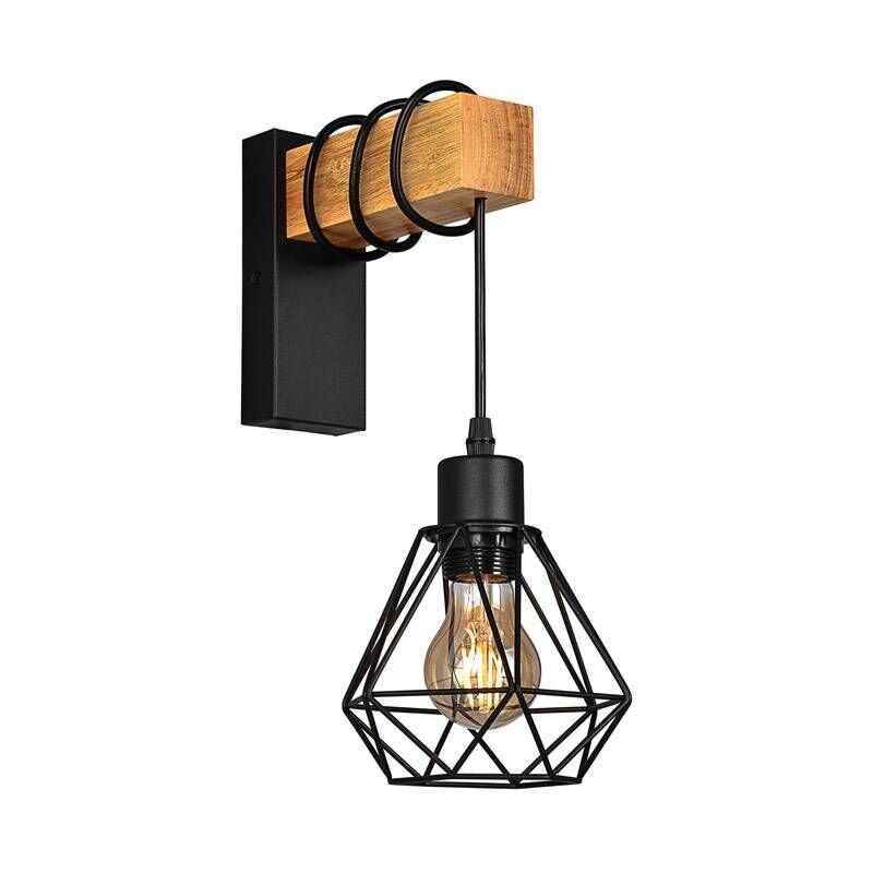 foto del prodotto applique a gabbia nordica roden legno e metallo