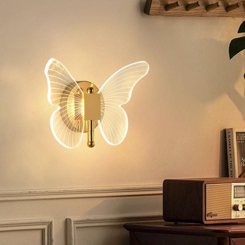 foto del prodotto applique a led a forma di farfalla, lampada da parete a farfalla, illuminazione da parete da 10 w, applique a led per camere da letto, sala da