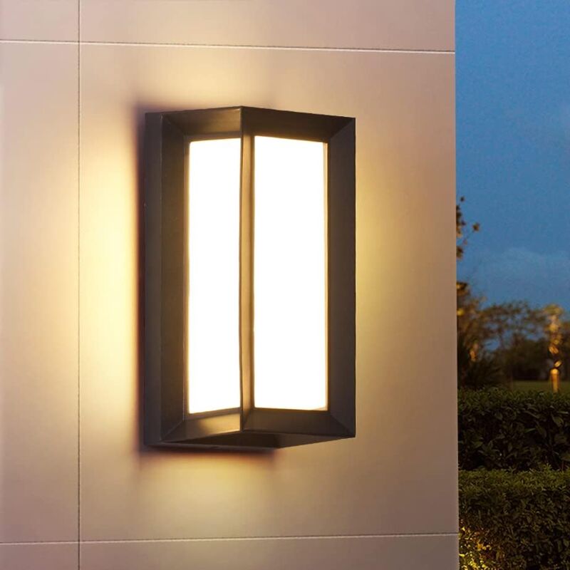 foto del prodotto applique a led, applique da parete per esterni da 18 w, montaggio a parete moderno, ip65 impermeabile, illuminazione da parete per portico nera