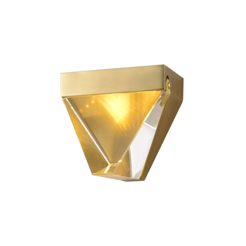 foto del prodotto applique a led con 3 modalit colore, lampada da parete in rame dorato, paralume in vetro di cristallo, design iceberg art, applique per camera da