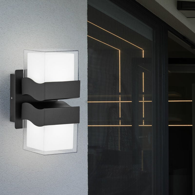 foto del prodotto applique a led da parete per esterni lampada da parete lampada per facciate applique da parete per esterni lampada da giardino, ip54, metallo nero,