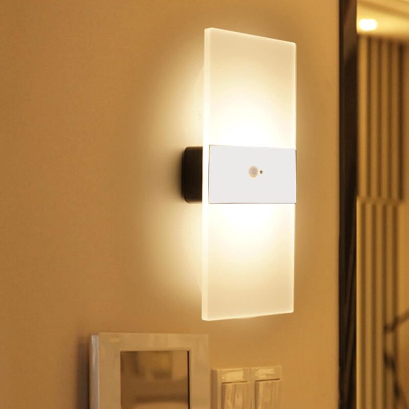 foto del prodotto applique a led, illuminazione da parete per interni, senza foratura, lampada da parete per scale, sensore di movimento, lampada da corridoio per