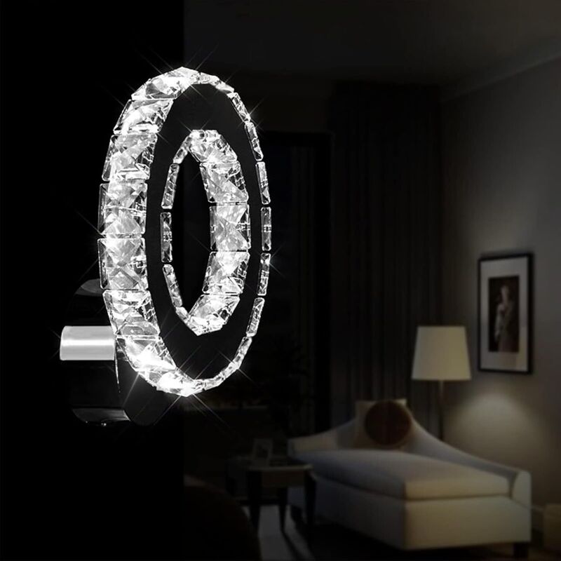 foto del prodotto applique a led k9 crystal, lampada da parete da 16 w per soggiorno, camera da letto, corridoio, luce bianca fredda 6500 k. comely
