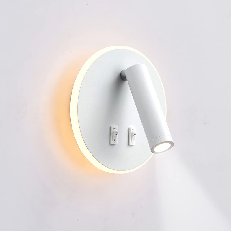 foto del prodotto applique a led, lampada da lettura sul comodino, lampade da lettura a parete a led da 12w, spot orientabile 3w 9w 3000k luce calda quadrato bianco