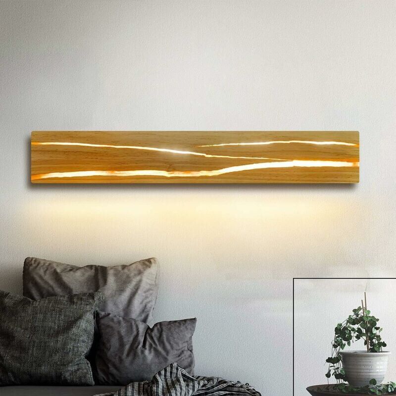 foto del prodotto applique a led lampada da parete per interni lampada da parete per camera da letto lampada da parete in legno 3000k bianco caldo led 7w luce