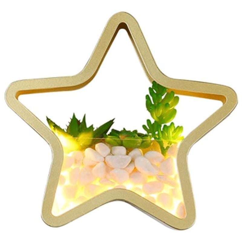 foto del prodotto applique a led, luce calda, stella a cinque punte succosa, lampada da parete moderna e minimalista in metallo dorato con paralume in acrilico,