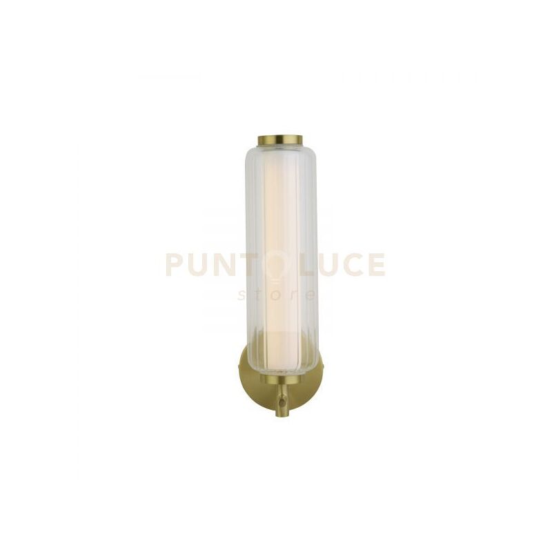 foto del prodotto applique a led mod, metallo ottone satinato, acrilico opalino e trasparente