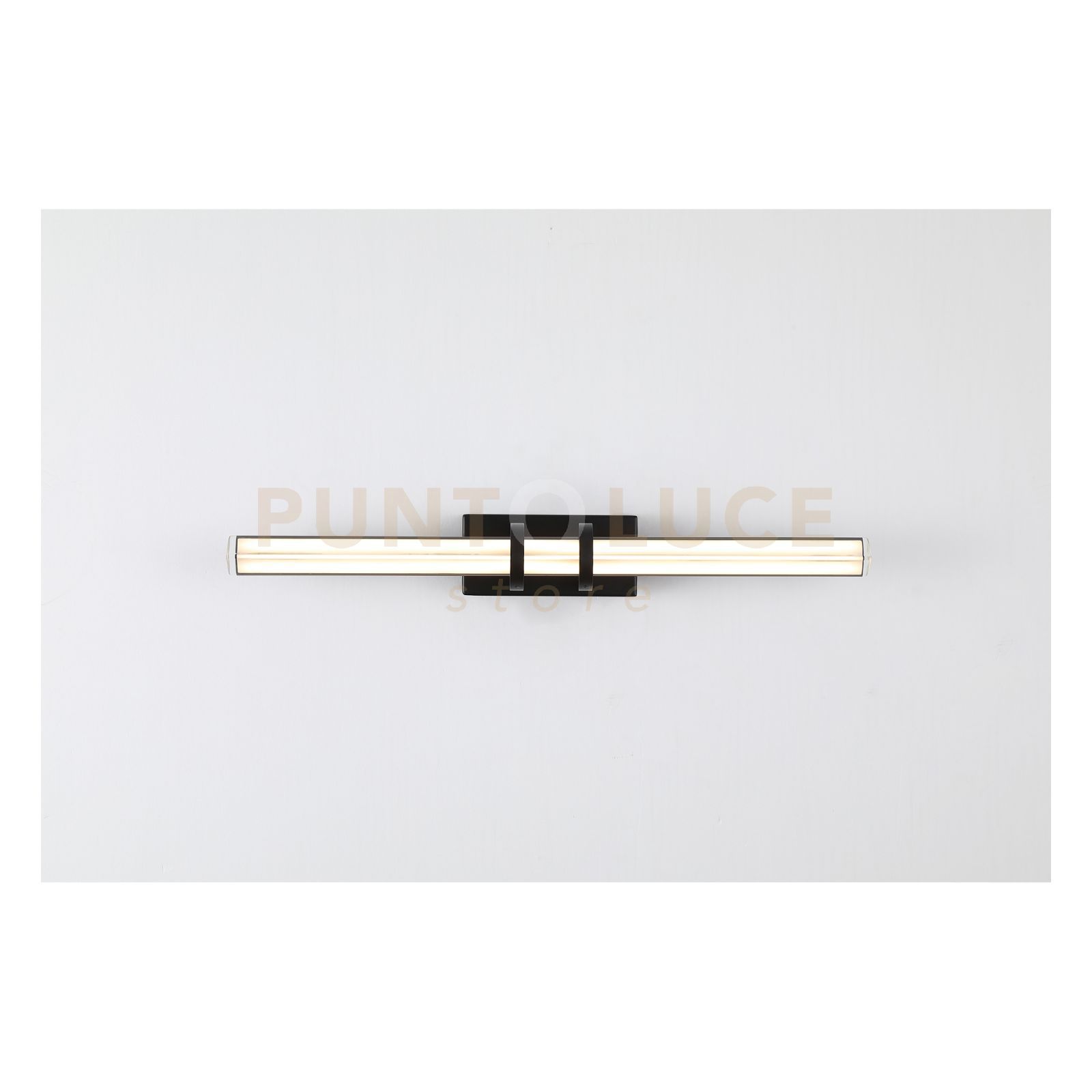 foto del prodotto applique a led parma, metallo nero opaco e vetro trasparente