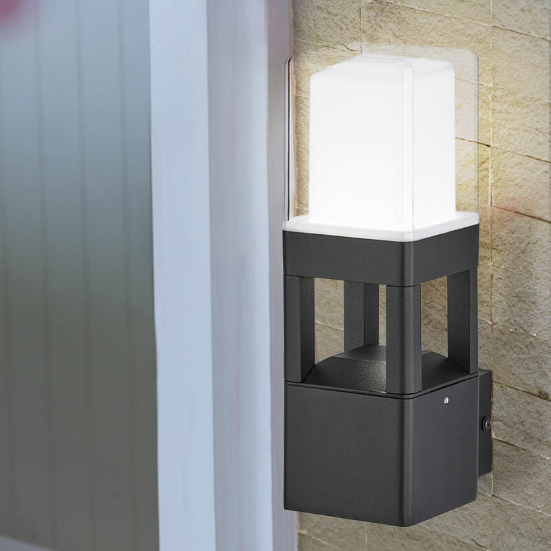 foto del prodotto applique a led per esterni luce per facciate per esterni lampada da parete a led nera, metallo plastica, 10w 580lm bianco caldo, lxa 8,5x26 cm wofi