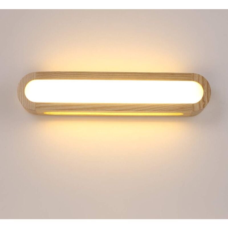 foto del prodotto applique a led per interni, lampada da parete in legno dimmerabile, applique a led per soggiorno, camera da letto, scale, corridoio, bagno 45 cm 