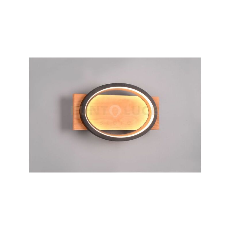 foto del prodotto applique a parete barca led metallo nero e legno naturale 241110132