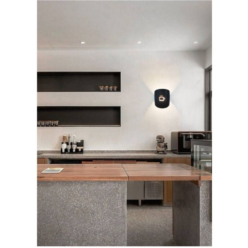 foto del prodotto applique a parete con raffigurazione tazza del caff lampada attacco g9 ip20 aq45 nero trade shop traesio