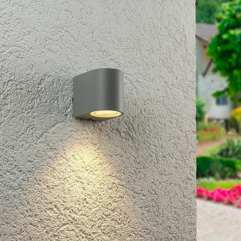 foto del prodotto applique a parete da interno esterno ip65 porta faretto gu10 grigio