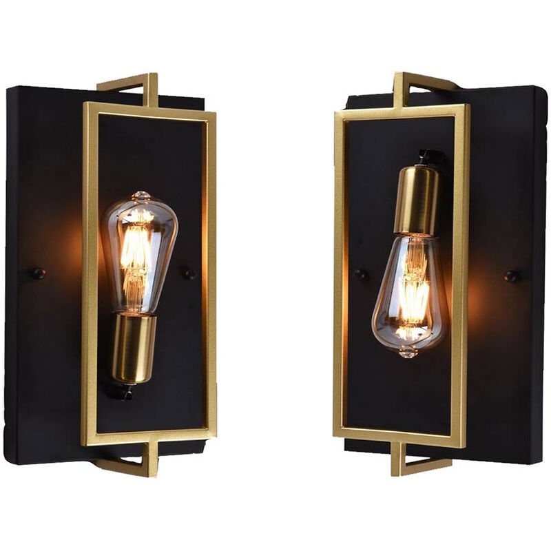 foto del prodotto applique a parete stile industriale lampada a muro in metallo attacco e27 decorazione soggiorno camera da letto nero e bronzo