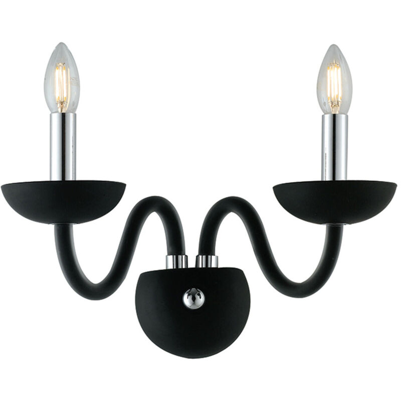 foto del prodotto applique alfiere in vetro soffiato nero a due luci 