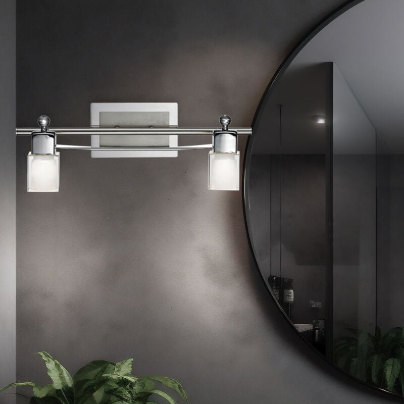 foto del prodotto applique applique spot luce corridoio camera da letto, 2 fiamme spots mobili, vetro cromato acciaio chiaro, 2x led 5w 450lm 3000k, l 40cm