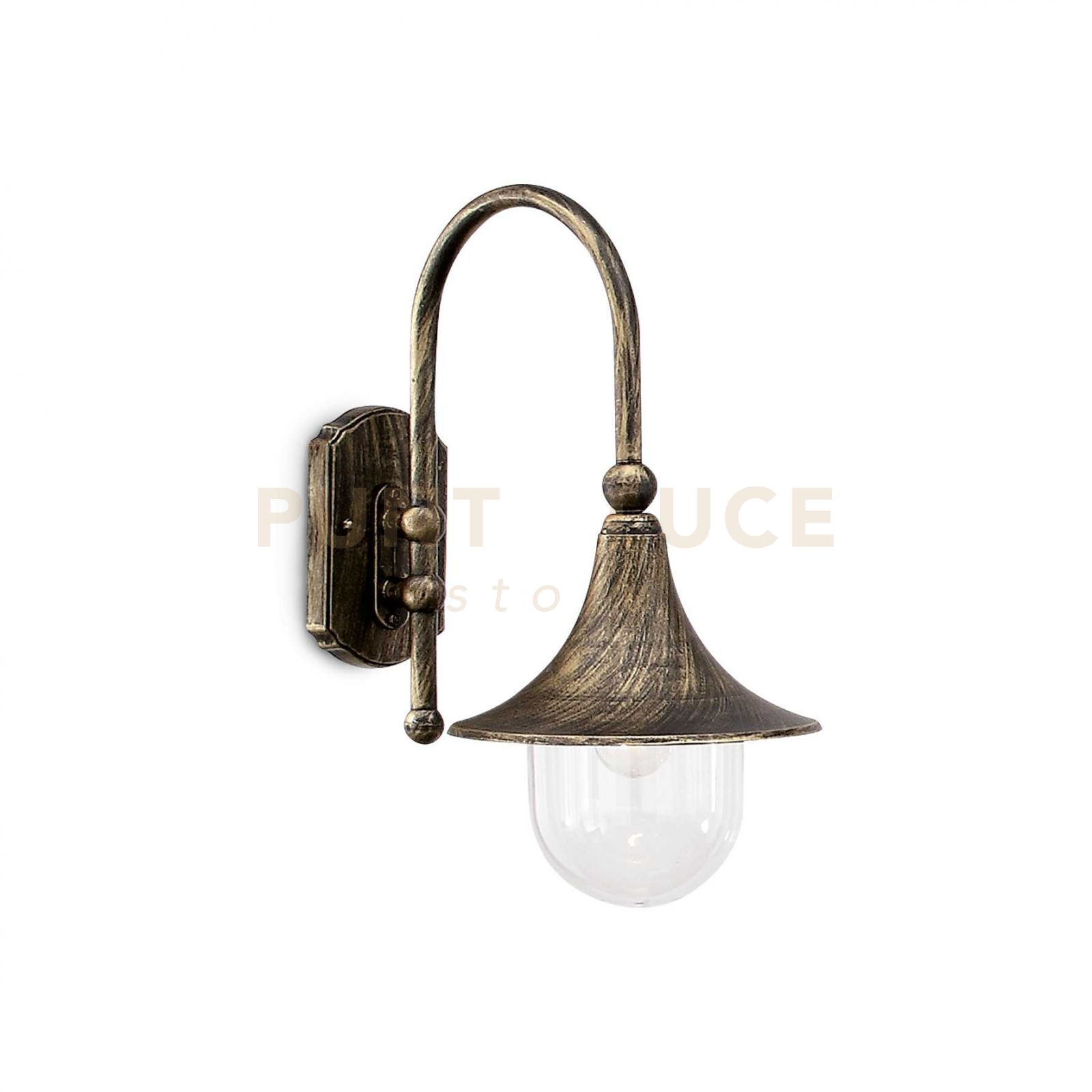 foto del prodotto applique arco rustica country cima alluminio nero 1 luce e27