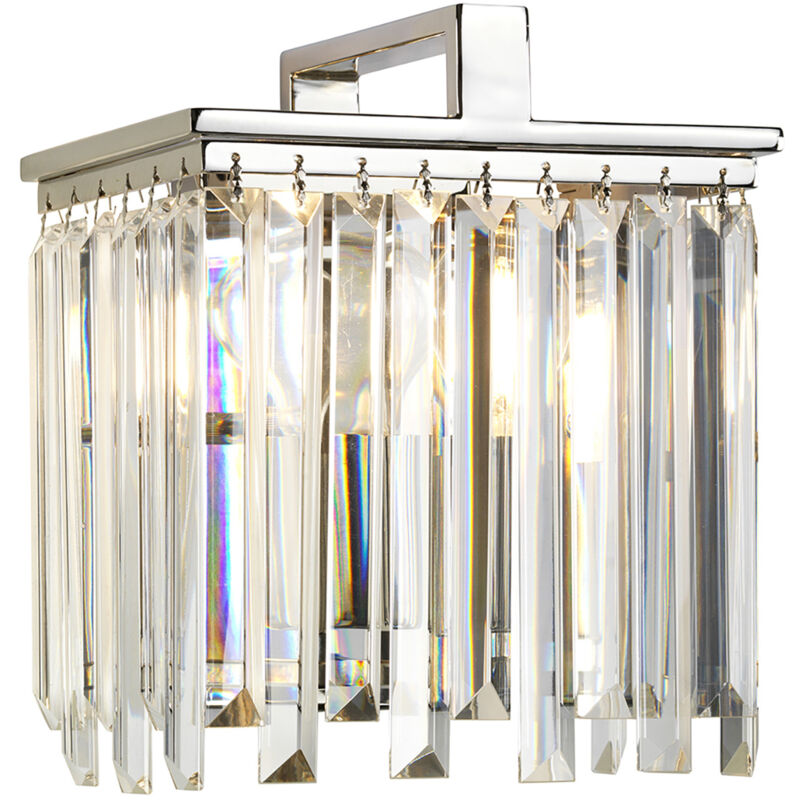foto del prodotto applique aries acciaio nichelato lucido cristallo trasparente 1 luce e27