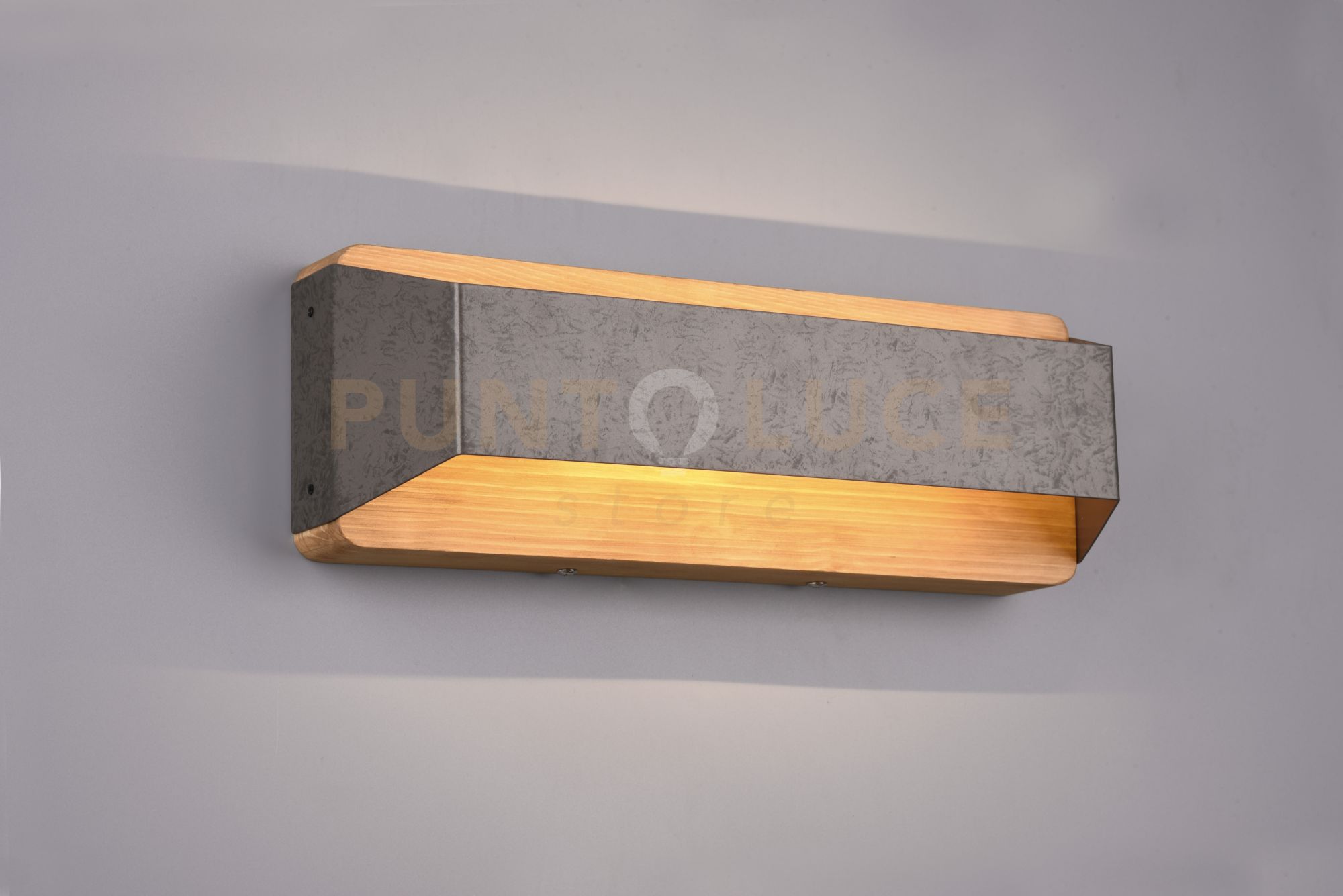 foto del prodotto applique arino legno naturale con fascia acciaio anticato 224819167