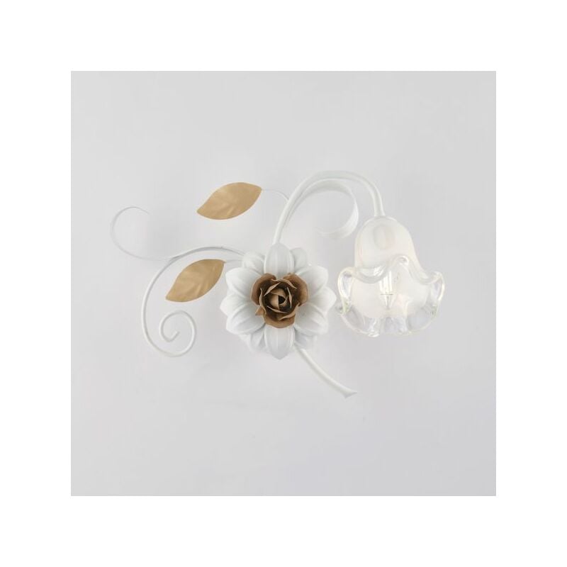 foto del prodotto applique arte povera cesto metallo bianco e oro 1 luce e14