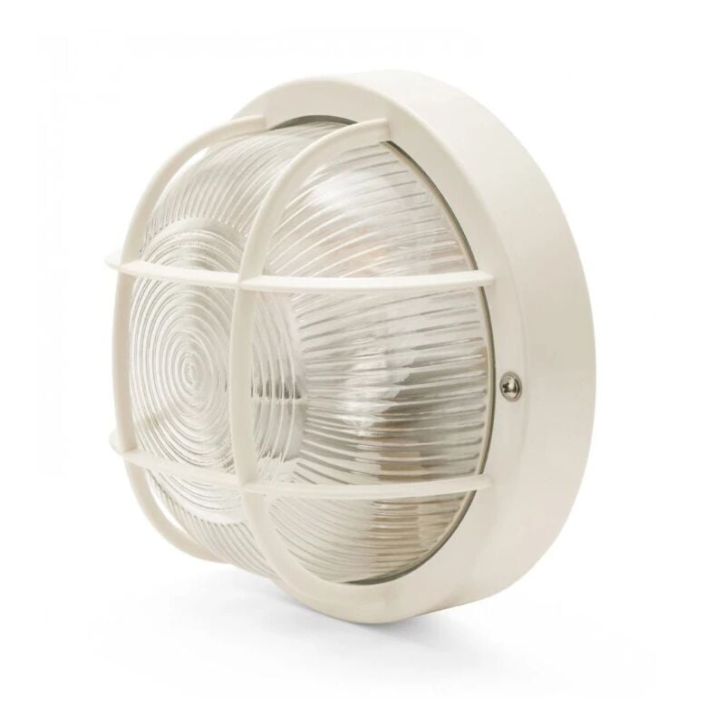 foto del prodotto applique bianca tonda in plastica e vetro e27, 60w