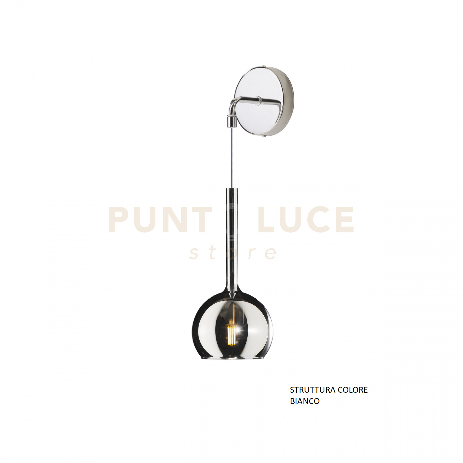 foto del prodotto applique bianco 1 luce piccola vetro cromo 1155bi a cr