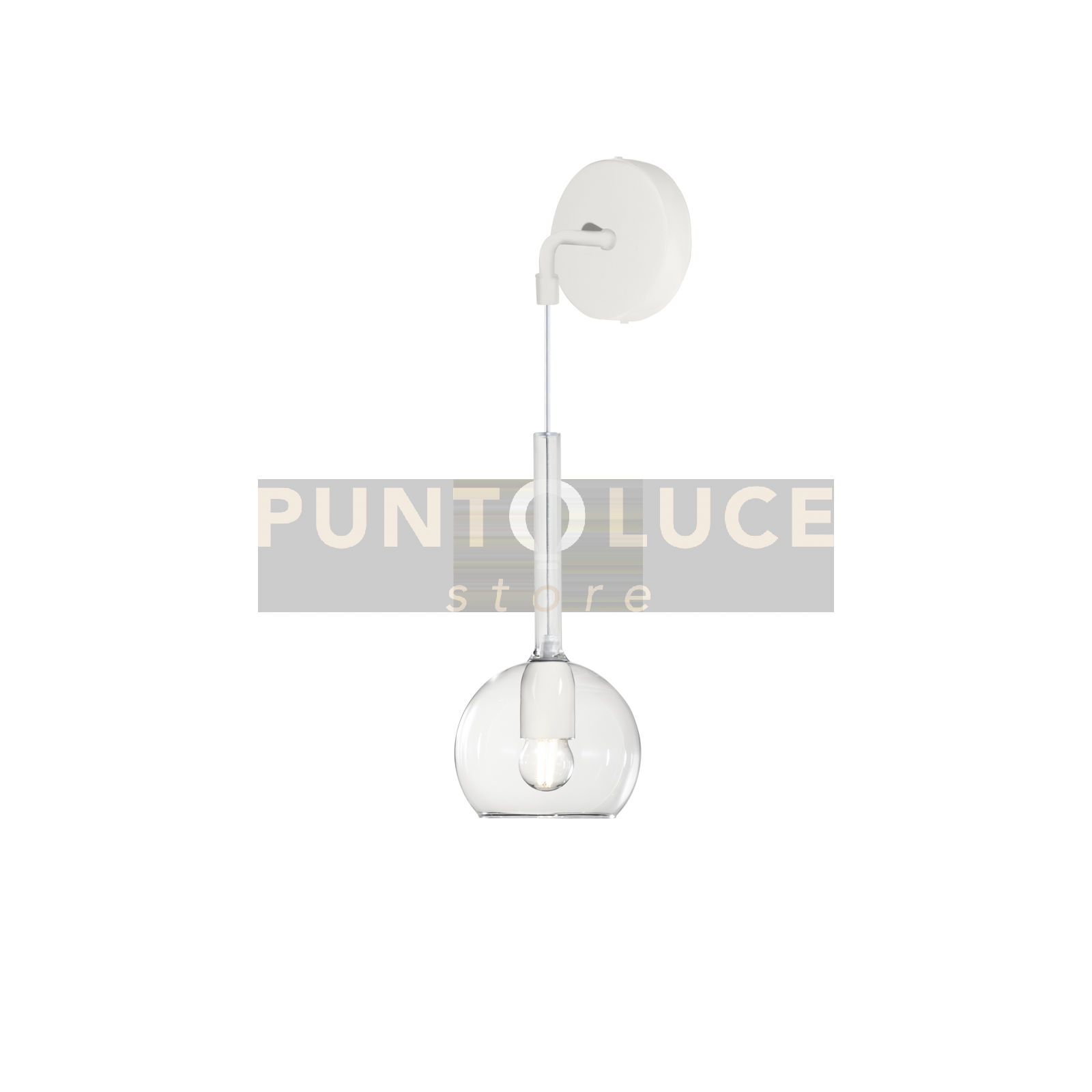 foto del prodotto applique bianco 1 luce piccola vetro trasparente 1155bi a tr