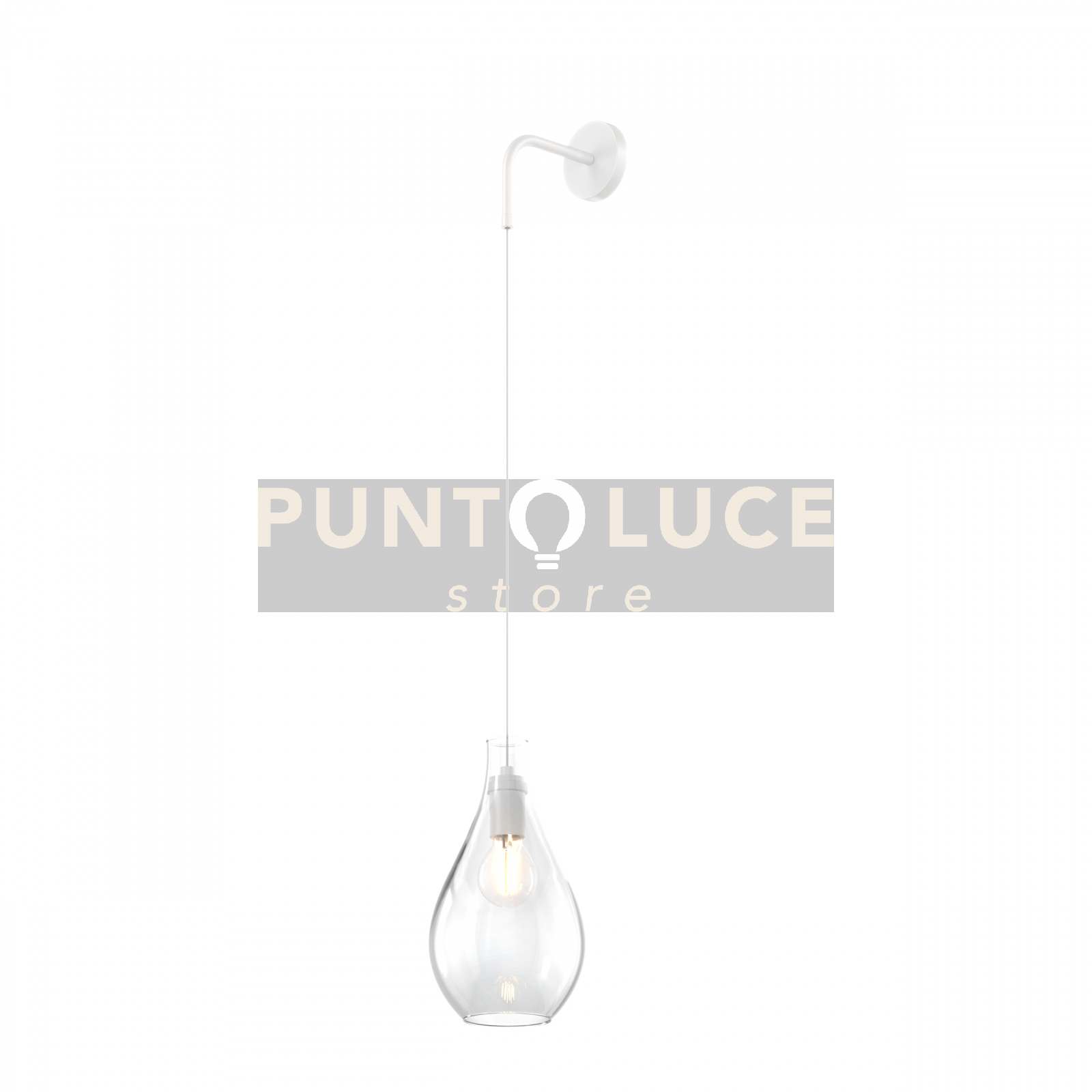 foto del prodotto applique bianco regolabile vetro trasparente 1193bi-a-tr