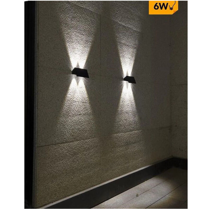 foto del prodotto applique biemissione led lampada solare parete ip65 luce 3000k 6500k nero yh0616 bianco freddo trade shop traesio