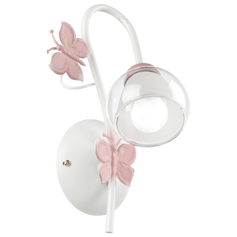 foto del prodotto applique butterfly bianca e rosa, e14