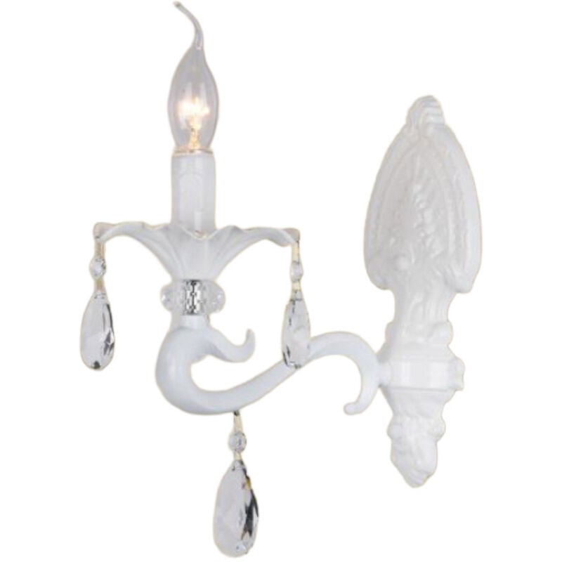 foto del prodotto applique candelabro con pendenti a gocce di cristallo in acrilico stile retr attacco e14 bianco