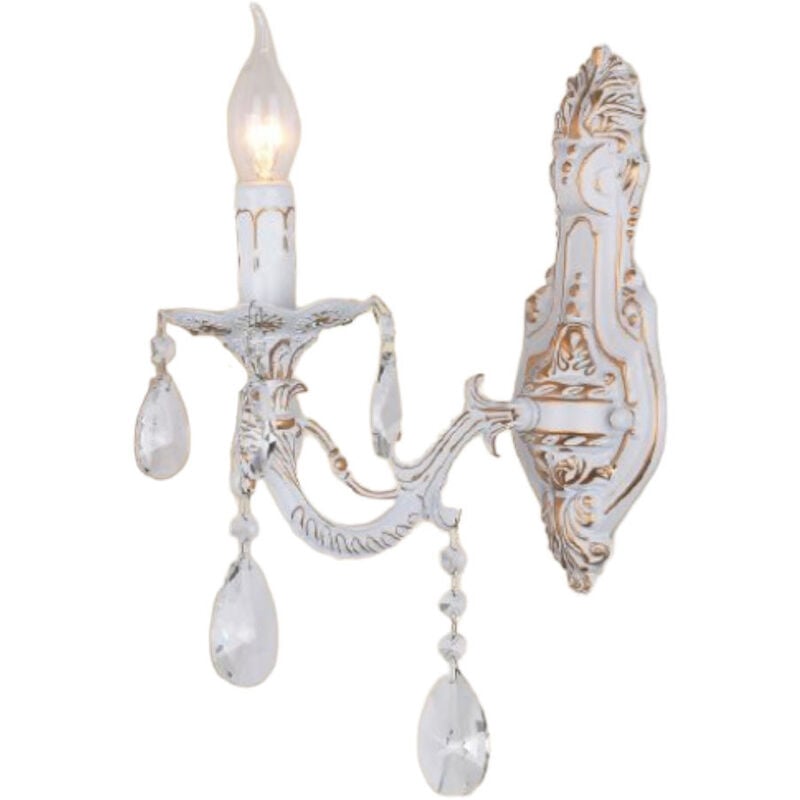 foto del prodotto applique candelabro con pendenti a gocce di cristallo in acrilico stile retr attacco e14 bianco oro