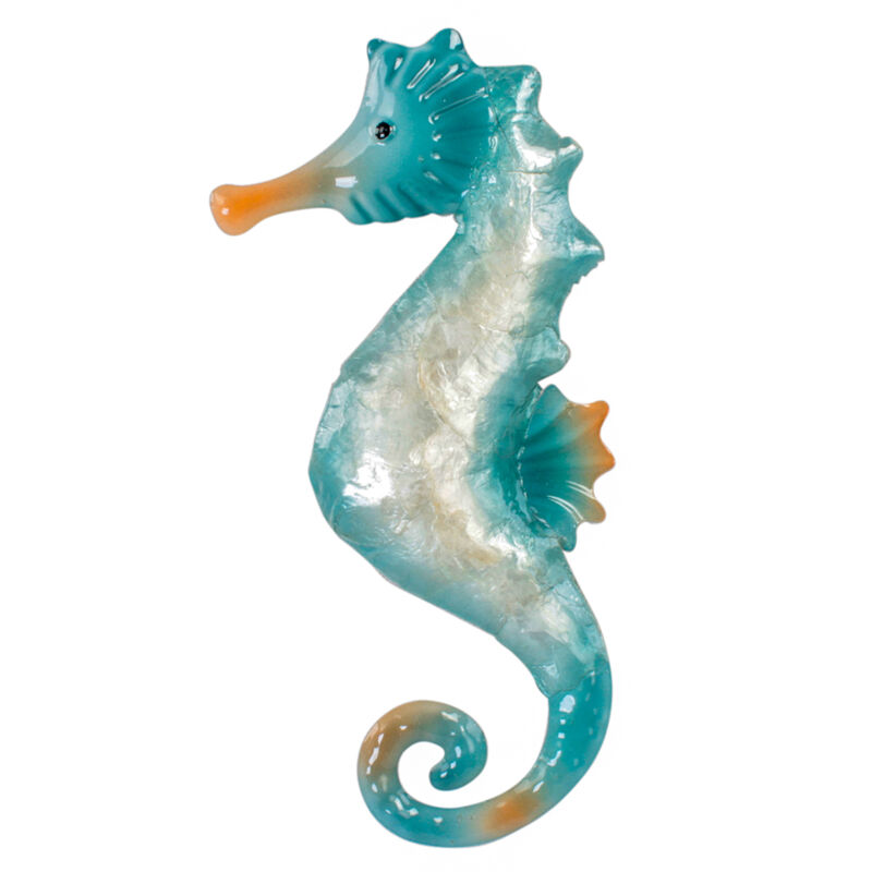 foto del prodotto applique cavalluccio marino in metallo blu 28x14x2cm signes grimalt