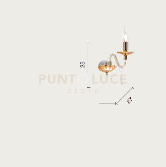 foto del prodotto applique cecilia cristallo tortora 1 luce attacco e14 h.25cm