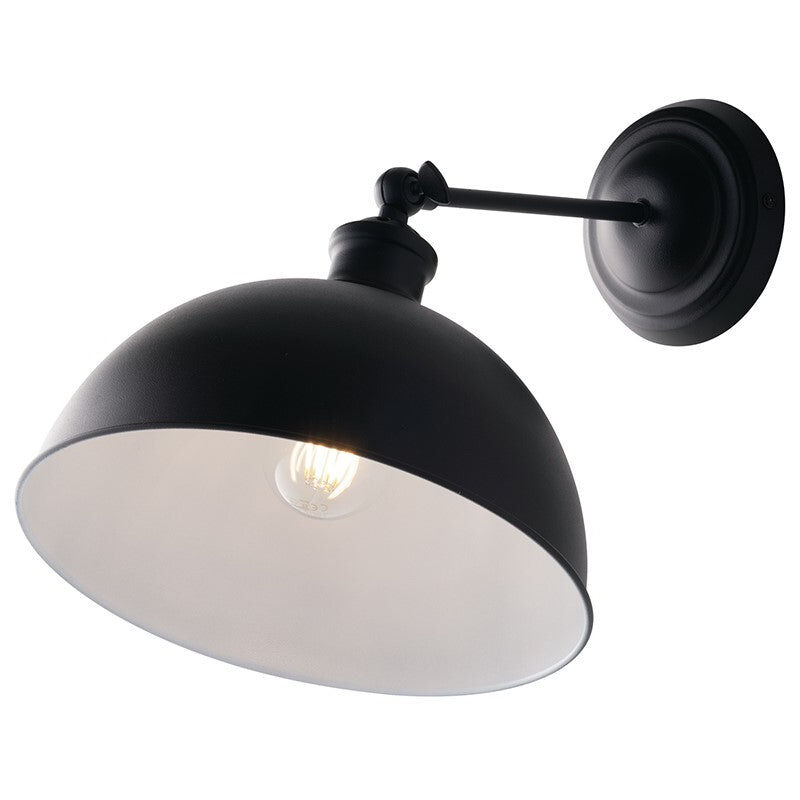 foto del prodotto applique charleston in metallo nero con interno bianco 