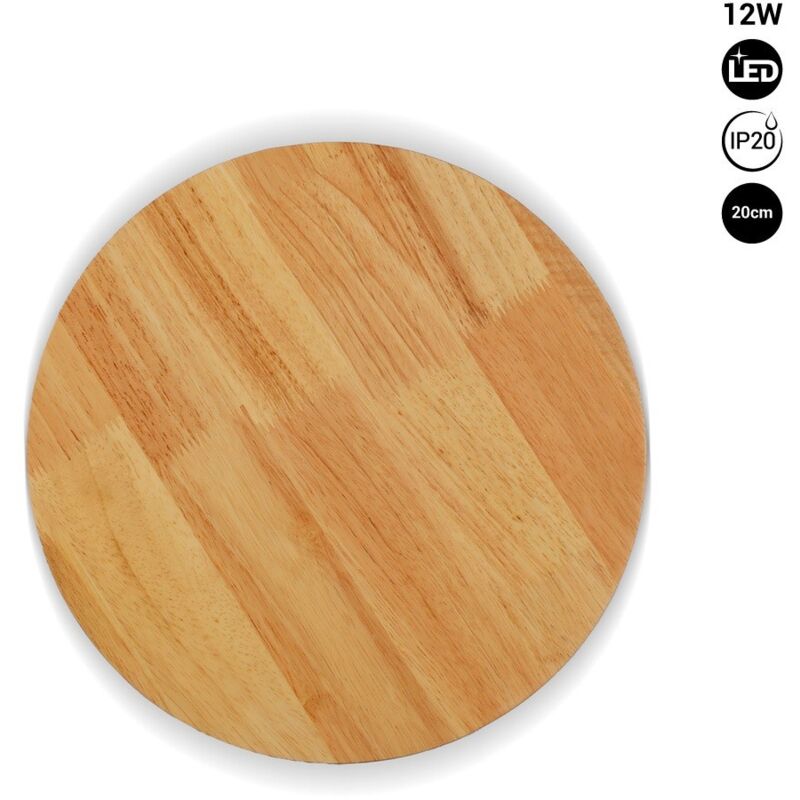 foto del prodotto applique circolare da parete in legno lune 12w 20cm bianco caldo