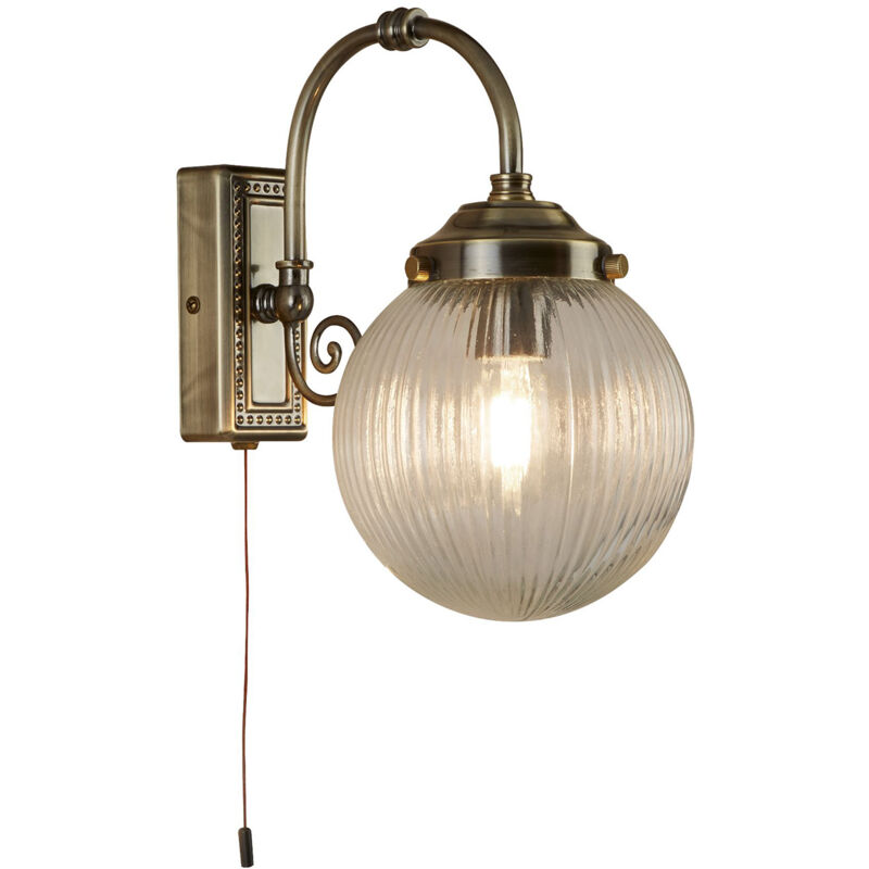 foto del prodotto applique classica belvue acciaio ottone vetro trasparente 1 luce e14