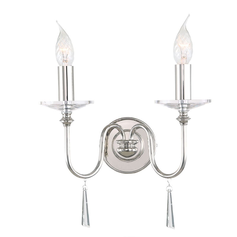foto del prodotto applique classica finsbury park acciaio nichel lucido vetro 2 luci e14