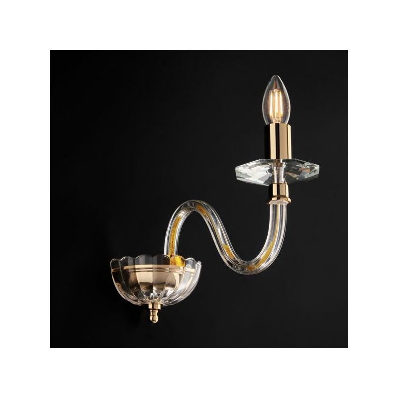 foto del prodotto applique classica ruben metallo oro e cristallo 1 luce e14