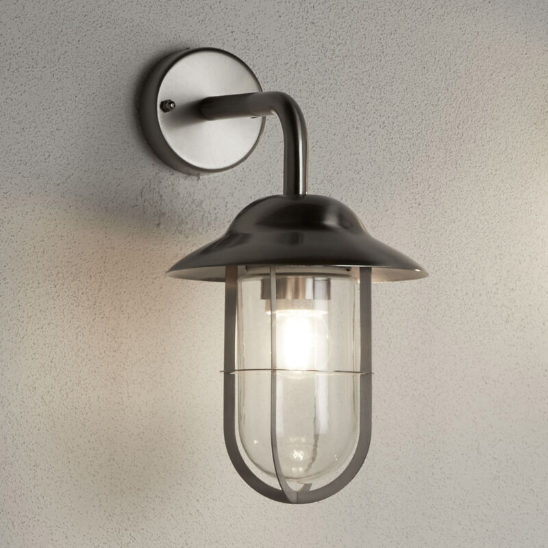 foto del prodotto applique classica toronto gabbia acciaio argento vetro trasparente 1 luce e27