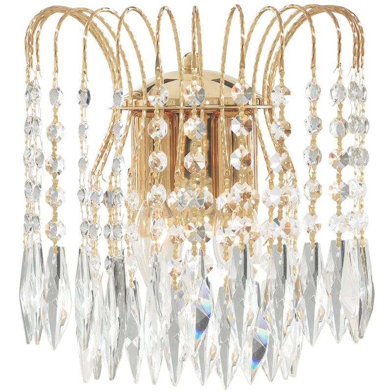 foto del prodotto applique classica waterfall acciaio oro cristallo 2 luci e14