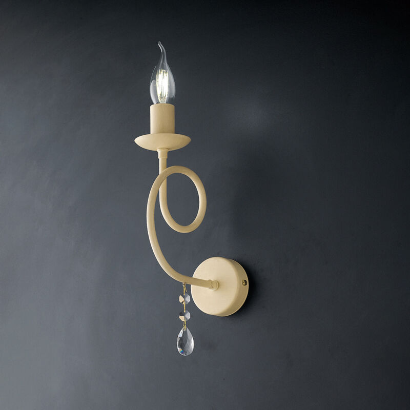 foto del prodotto applique classico 1 luce ferro decap avorio e cristalli serie elegant