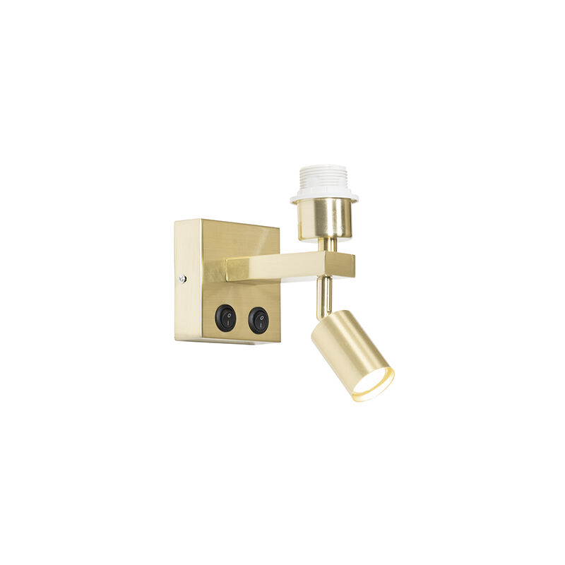 foto del prodotto applique con braccio da lettura brescia moderno acciaio oro ottone quadrato max. 1 x watt qazqa