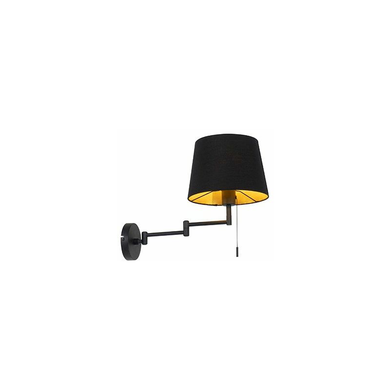 foto del prodotto applique con braccio girevole ladas moderno tessuto,acciaio nero tondo max. 1 x watt qazqa