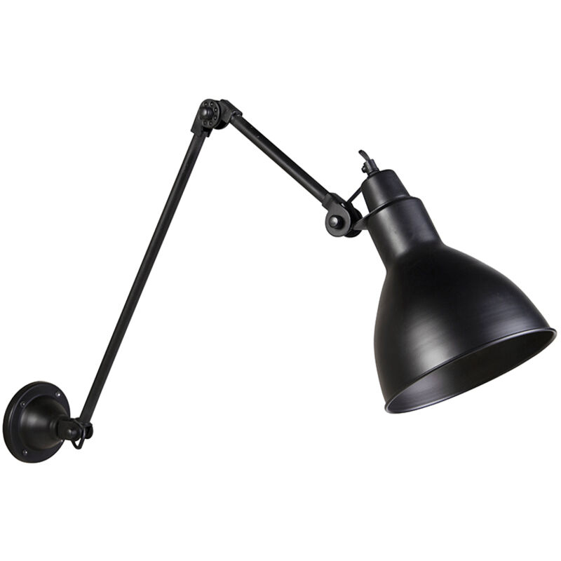 foto del prodotto applique con braccio girevole wye industriale acciaio nero oblungo e27 max. 1 x 4.9 watt qazqa