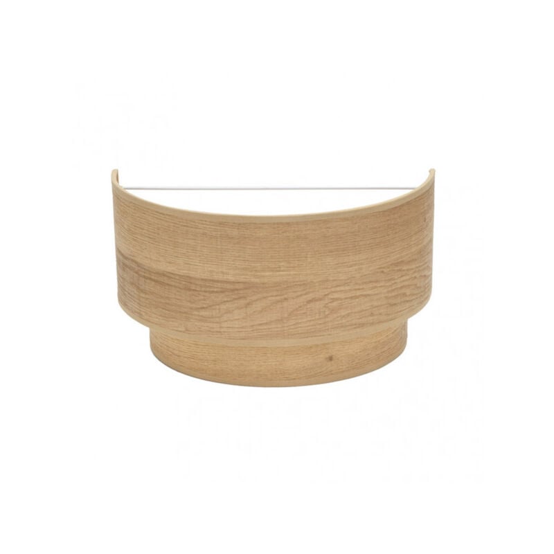 foto del prodotto applique con paralume in legno chiaro modello doppio smile 1lux x e27 fabrilamp