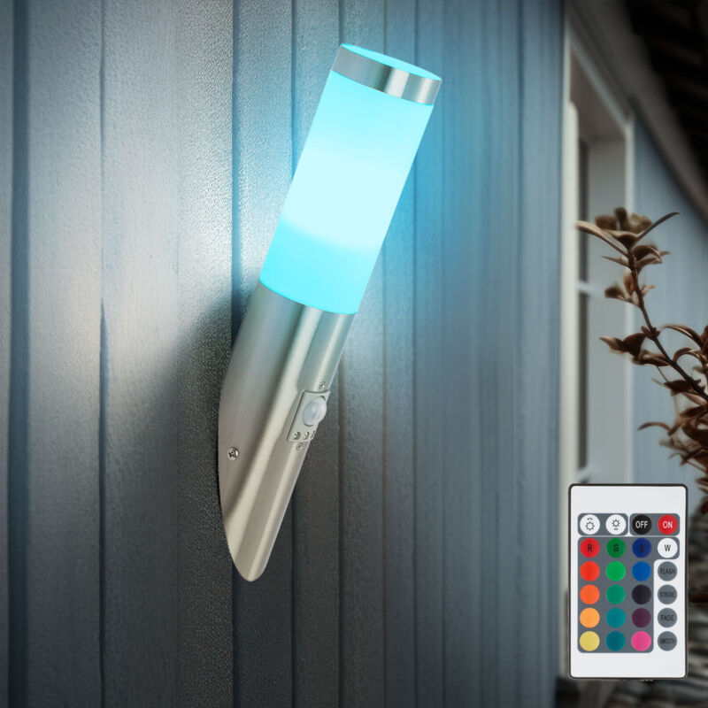 foto del prodotto applique con rilevatore di movimento luce da esterno parete moderna torcia da parete giardino, telecomando dimmerabile, led rgb 3.5w 320lm bianco
