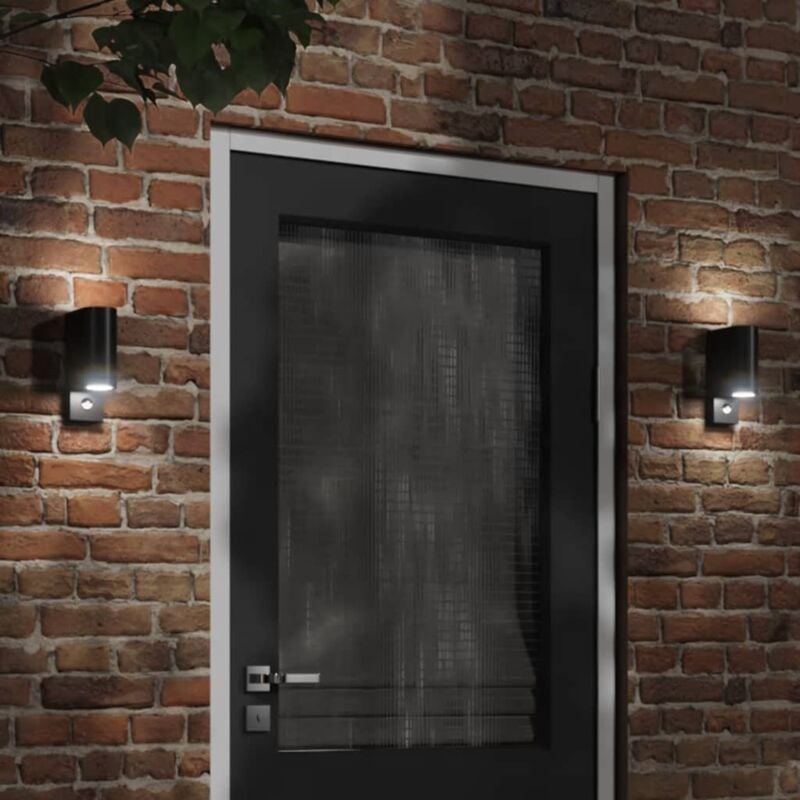 foto del prodotto applique con sensore 2 pz nere in alluminio pressofuso vidaxl